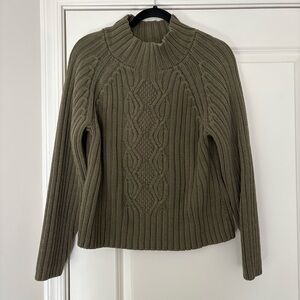 Liz Claiborne Women’s Olive Green Cable Cotton Blend Sweater